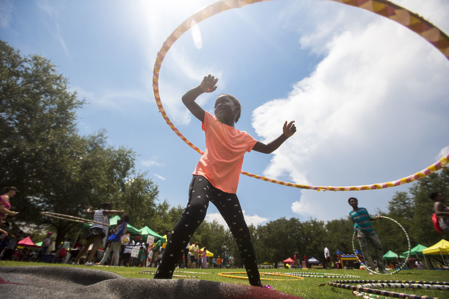 First Day Festival girl with hula hoop